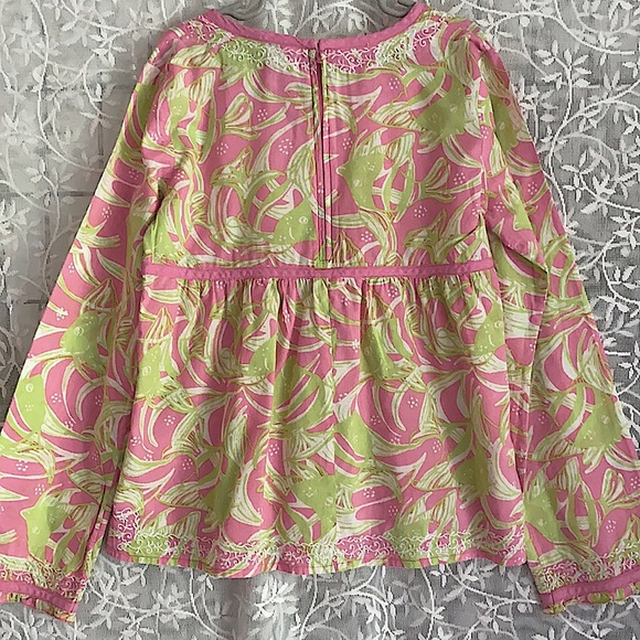 Lilly Pulitzer Long Sleeve Floral Embroidered Babydoll Preppy Tunic: 4986 - Picture 6 of 6